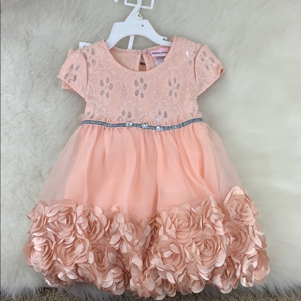 Baby Girl Peach Floral Formal Dress